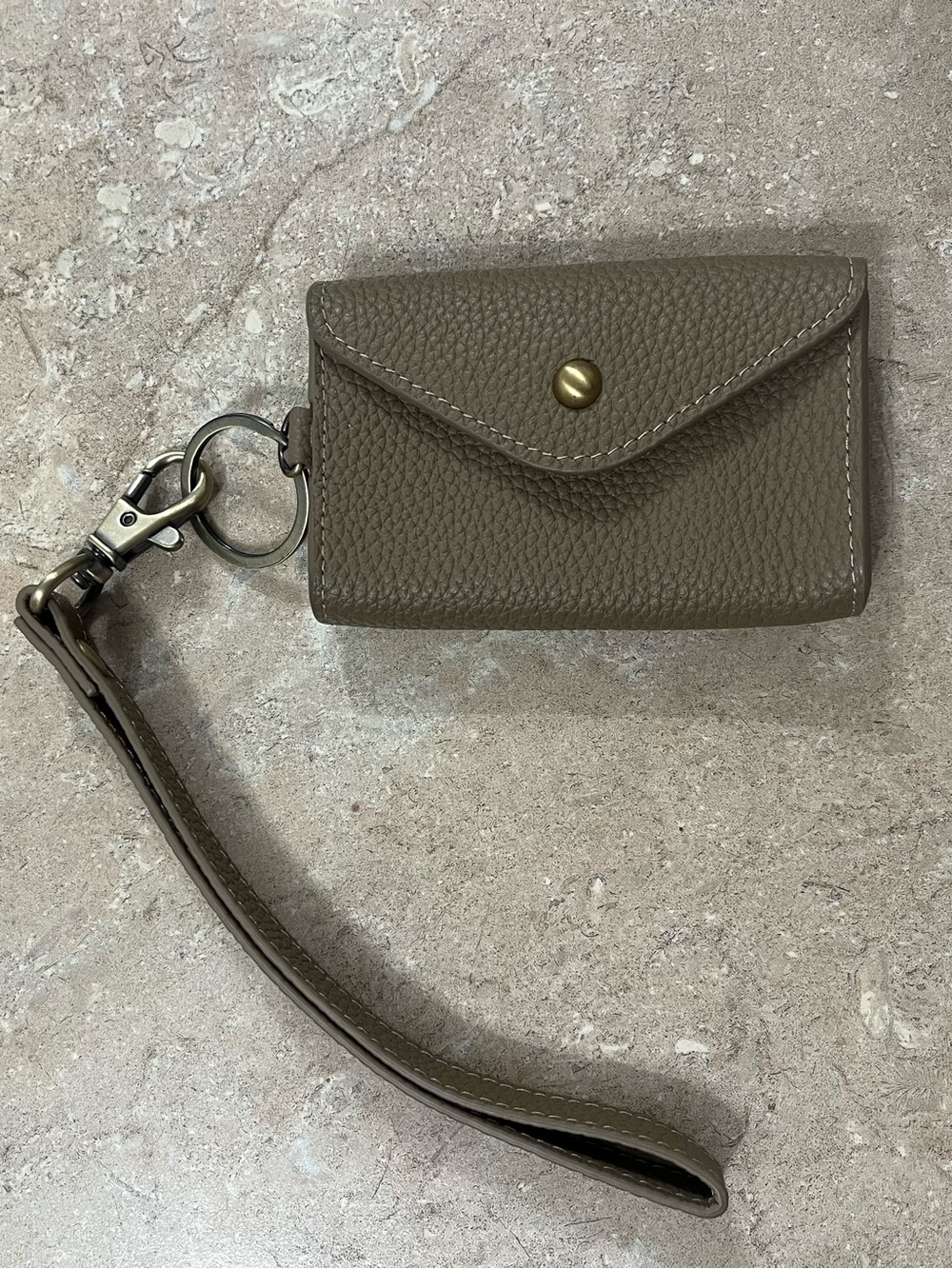 Women's Taupe Leather Key & Card Holder Wristlet